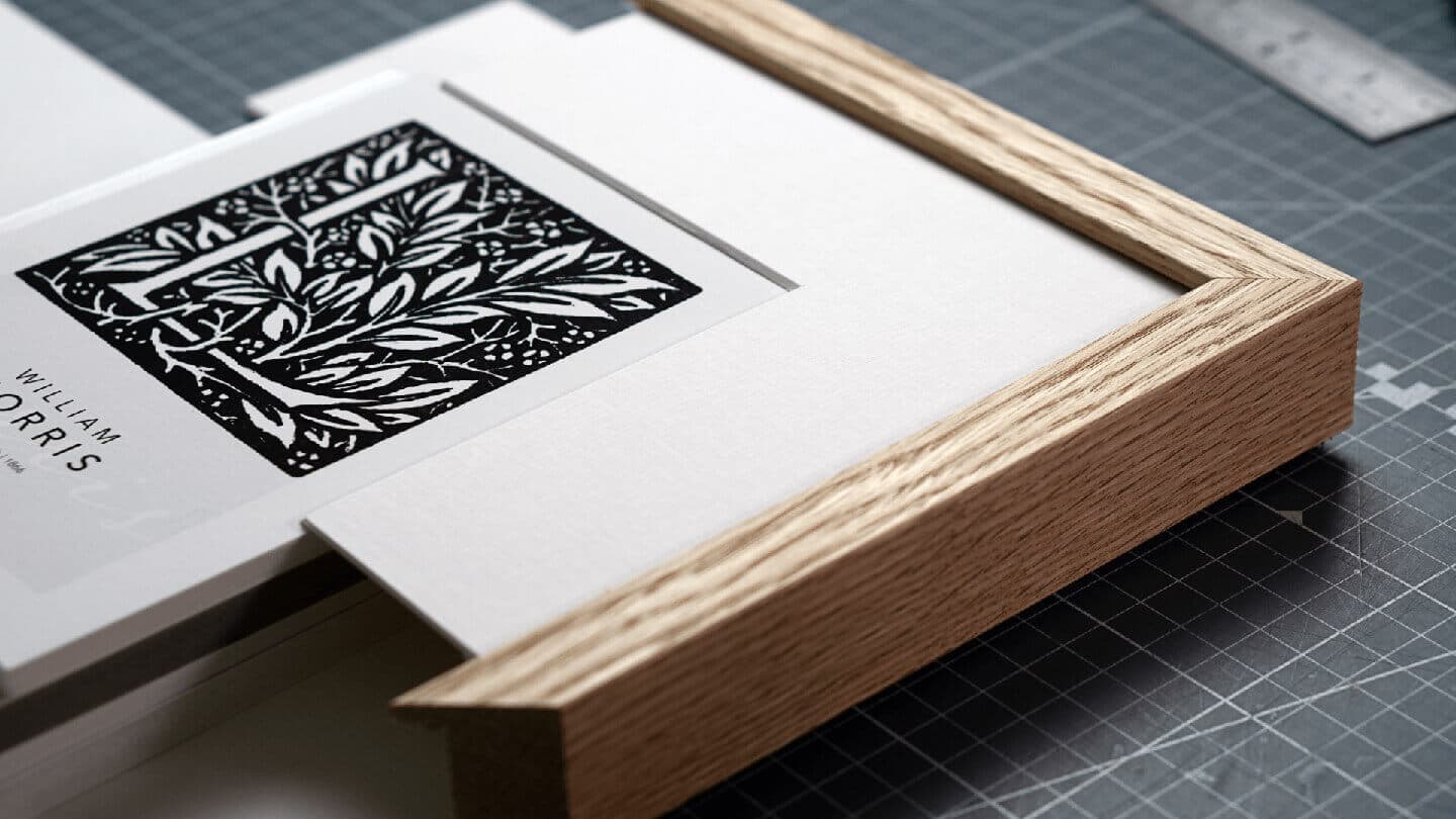 Oak chevron picture frame detail