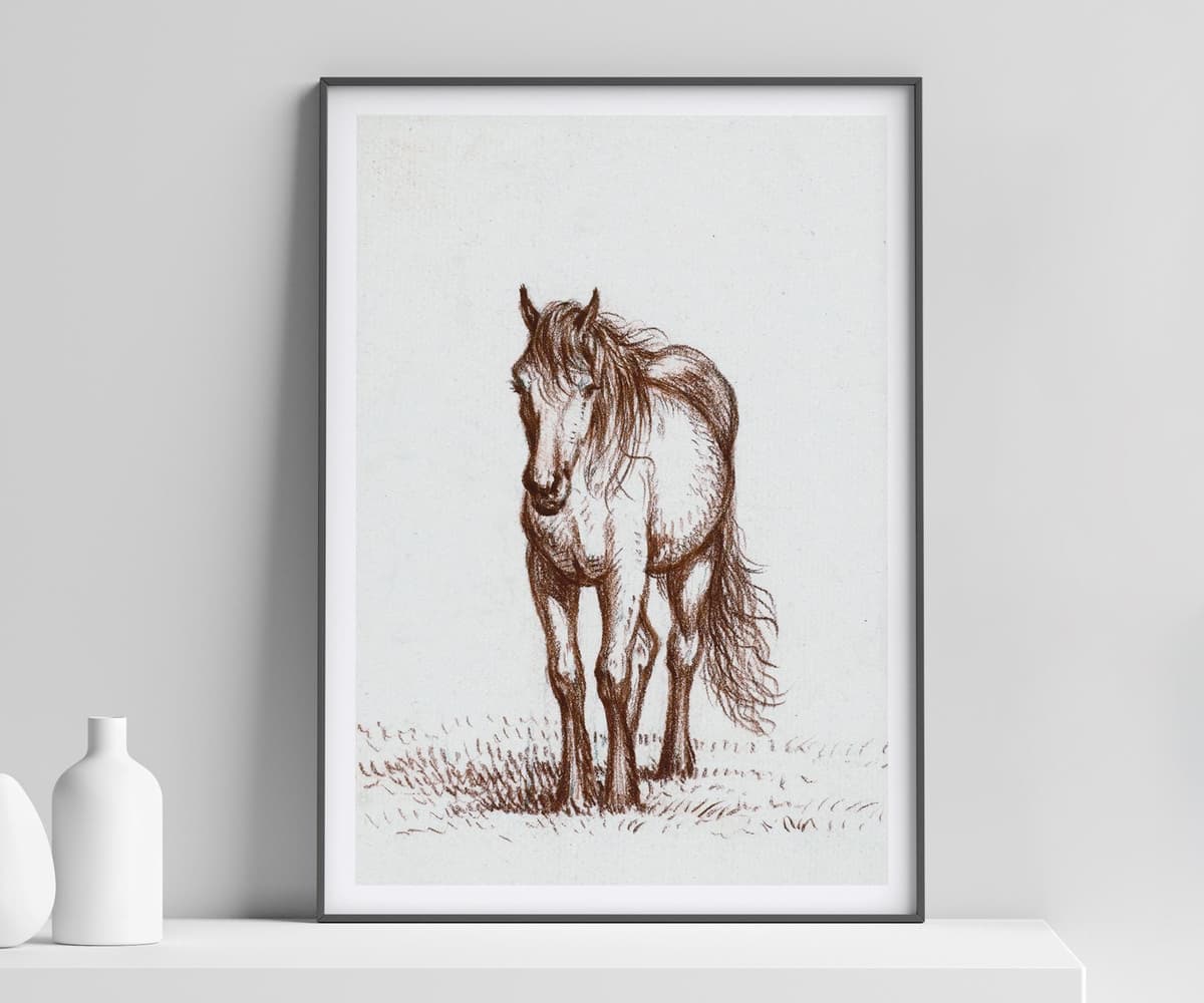 Vintage Horse Wall Art Print, Jean Bernard Standing Western Horse, Farmhouse Home Decor