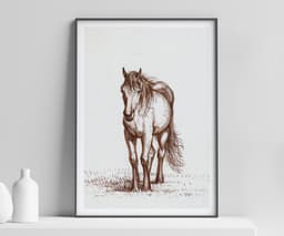Vintage Horse Wall Art Print, Jean Bernard Standing Western Horse, Farmhouse Home Decor 1