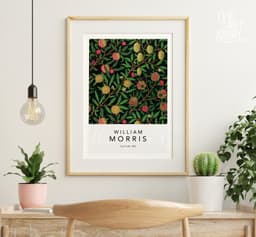 William Morris Wall Art Print, Four Fruits Pattern 1862, Dark Botanical Decor, Maximalist Wall Art, Arts and Crafts, Giclée Print 9