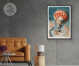 Hot Air Balloon Wall Art Print, Ascensione del Cave Emile Julhes 1880, Vintage Aviation Poster, Steampunk Decor, Giclée Fine Art Print 7