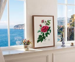 Vintage Wall Art Print, Red Rose Botanical Flower, Cottage Core, Floral Lovers Gift 8