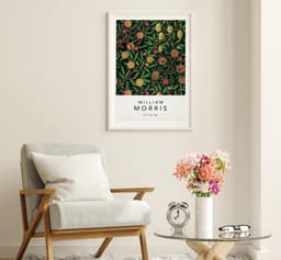 William Morris Wall Art Print, Four Fruits Pattern 1862, Dark Botanical Decor, Maximalist Wall Art, Arts and Crafts, Giclée Print 7