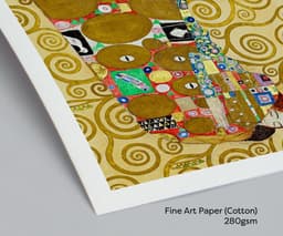 Fulfillment Art Print, Gustav Klimt Art Nouveau Poster, Gold Romantic Bedroom Decor (Giclée) 3