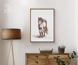 Vintage Horse Wall Art Print, Jean Bernard Standing Western Horse, Farmhouse Home Decor 7