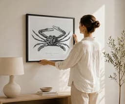 Vintage Crab Illustration Print, Charles D'Orbigny Marine Art, Black White Coastal Decor 2
