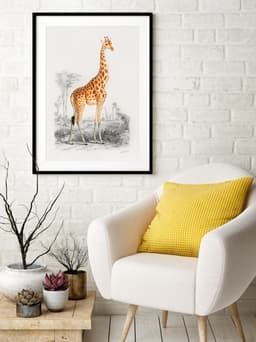 Giraffe Wall Art Print, Vintage Wildlife Illustration, Safari Animal Wall Art, Natural History Decor, Giclée Fine Art Print 2