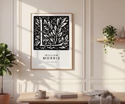 William Morris Letter L Wall Art Print, Botanical Typography, Monochrome Giclée Art 7