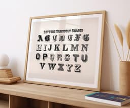 Typography Print Alphabet by Hermann Esser, Vintage Calligraphy Wall Art, Landscape Poster 5