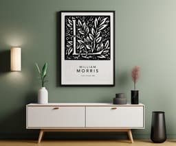 William Morris Letter L Wall Art Print, Botanical Typography, Monochrome Giclée Art 5