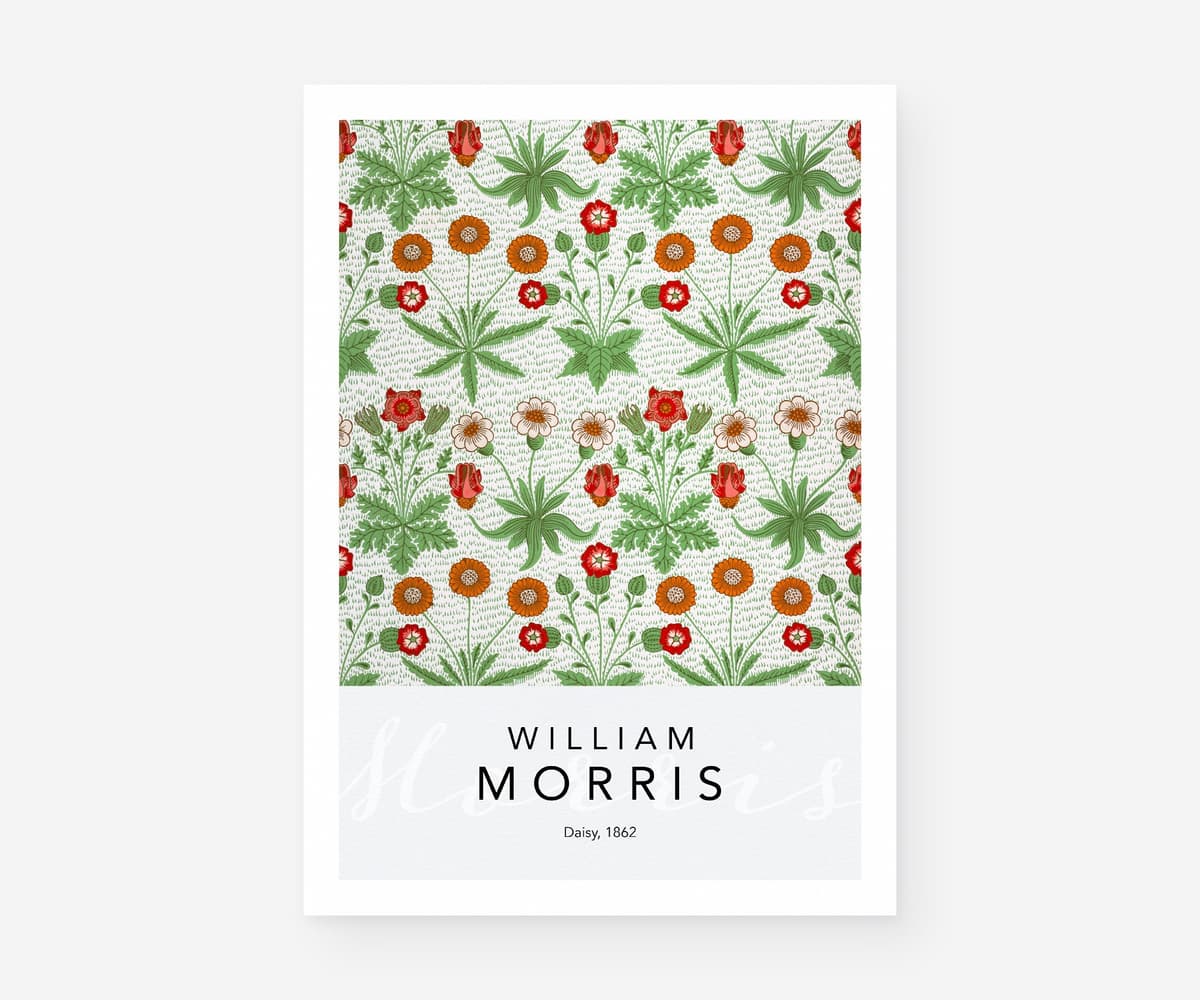 William Morris Wall Art Print, Daisy Pattern 1862, Arts and Crafts Floral Decor, Vintage Botanical Art, Cottagecore Decor, Giclée Print