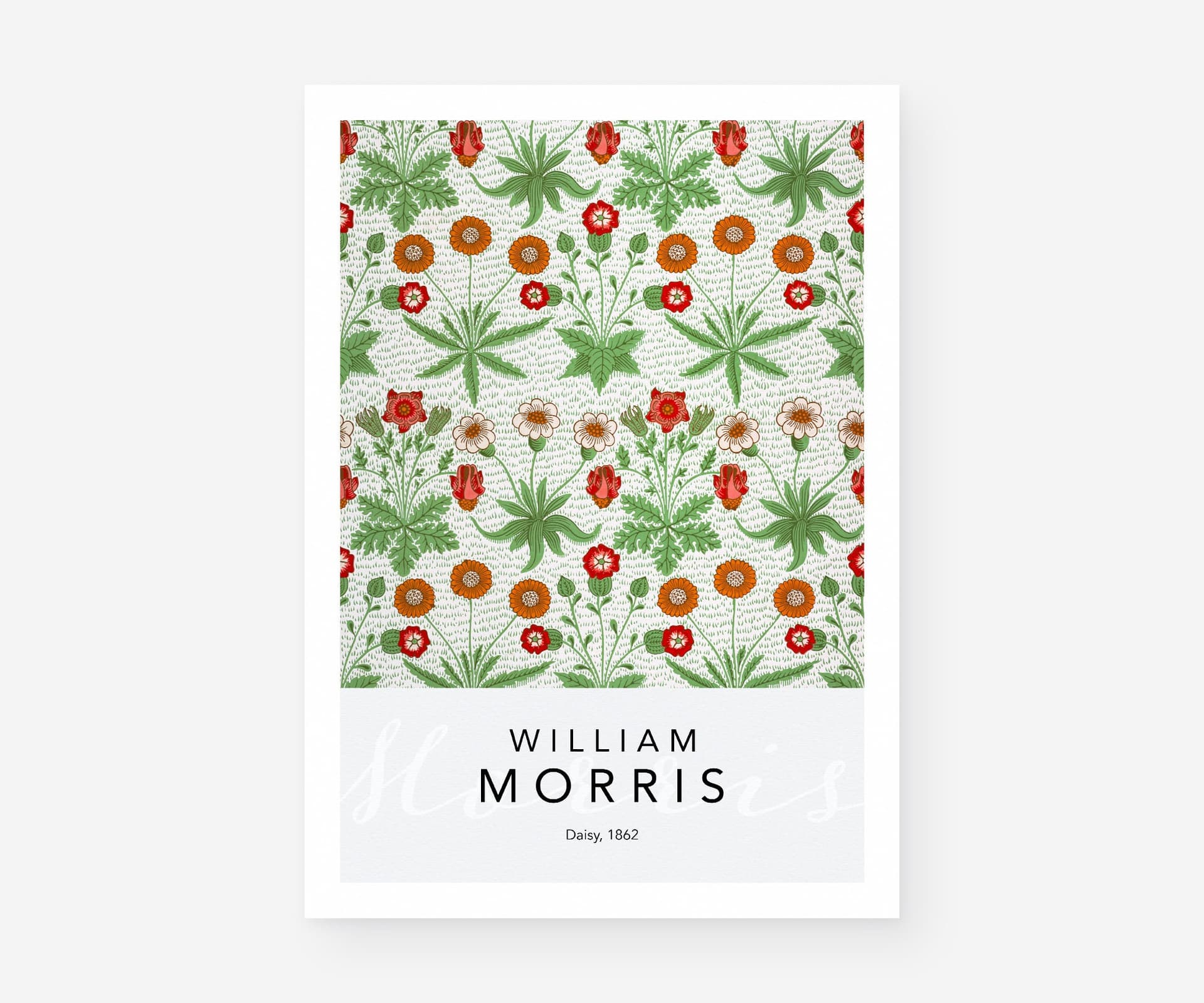 William Morris Wall Art Print, Daisy Pattern 1862, Arts and Crafts Floral Decor, Vintage Botanical Art, Cottagecore Decor, Giclée Print