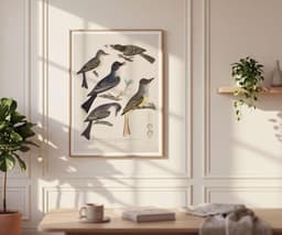 Vintage Bird Wall Art Print, Alexander Wilson, Classic Illustration, Living Room Wall Art, Fine Art Print - Five Birds with Eggs and Insect 7