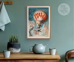 Hot Air Balloon Wall Art Print, Ascensione del Cave Emile Julhes 1880, Vintage Aviation Poster, Steampunk Decor, Giclée Fine Art Print 6