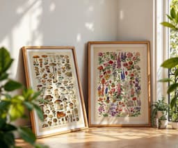 Adolphe Millot Botanical Prints, Vintage Mushroom and Flower Wall Art (Set of 2) 3