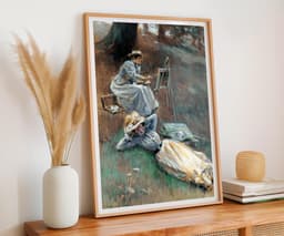 Unique Wall Art Print, Selma at full length by Alice Barber Stephens, Plein Air Painting, Artist Gift, Cottage Core Decor, Soft Blue 4