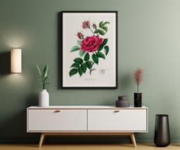 Vintage Wall Art Print, Red Rose Botanical Flower, Cottage Core, Floral Lovers Gift 4