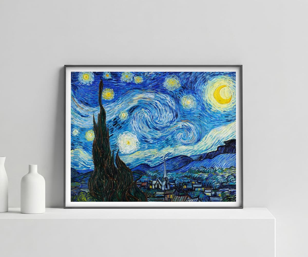 Starry Night Van Gogh Print Wall Art, Blue Sky Stars Decor, Iconic Fine Art, Giclée