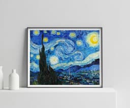 Starry Night Van Gogh Print Wall Art, Blue Sky Stars Decor, Iconic Fine Art, Giclée 1
