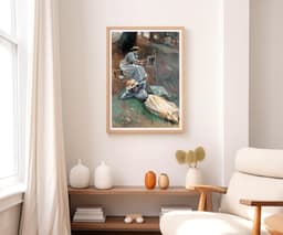 Unique Wall Art Print, Selma at full length by Alice Barber Stephens, Plein Air Painting, Artist Gift, Cottage Core Decor, Soft Blue 8