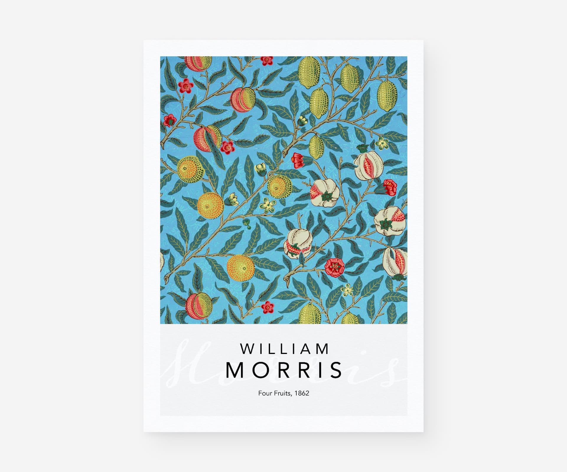 William Morris Wall Art Print, Four Fruits Blue Pattern 1862, Botanical Teal Decor, Arts and Crafts Floral Art, Giclée Fine Art Print