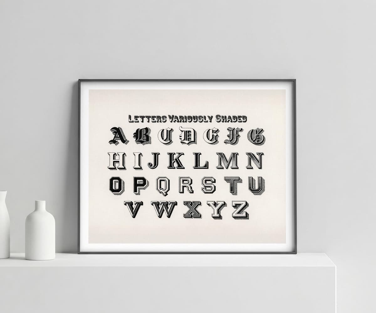 Typography Print Alphabet by Hermann Esser, Vintage Calligraphy Wall Art, Landscape Poster