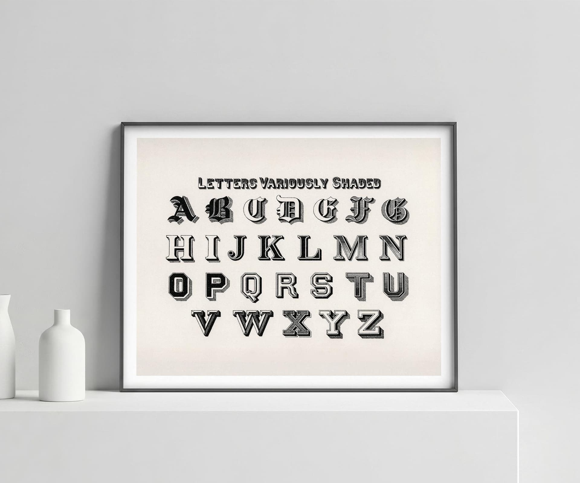 Typography Print Alphabet by Hermann Esser, Vintage Calligraphy Wall Art, Landscape Poster