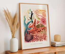 Marine Life Wall Art Print, Saville-Kent, Vintage, Living Room Coastal Decor, Blue Fine Art Print - The Great Barrier Reef of Australia 3