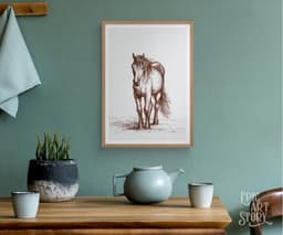 Vintage Horse Wall Art Print, Jean Bernard Standing Western Horse, Farmhouse Home Decor 8
