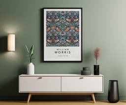 William Morris Wall Art Print, Strawberry Thief, Botanical wall art, Vintage Pattern Art, Maximalist Decor, Giclée Print 5