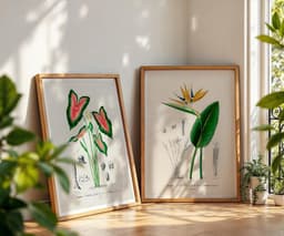Botanical print set of 2: Bird of Paradise & Elephant Ear Wall Art, Antique Flower Illustrations, D'Orbigny Vintage Decor 3