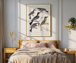 Vintage Bird Wall Art Print, Alexander Wilson, Classic Illustration, Living Room Wall Art, Fine Art Print - Five Birds with Eggs and Insect 9