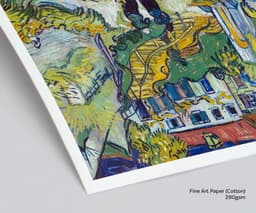 Van Gogh Wall Art Print, Stairway at Auvers 1890, Auvers-sur-Oise Village Scene, Landscape Green Painting, Living Room Decor 2