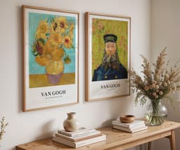 Van Gogh Set of 2 Prints, Sunflowers and The Postman, Post-Impressionist Wall Art, Gallery Wall Set, Living Room Decor, Giclée Print 2
