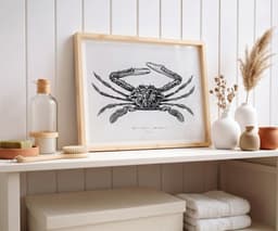 Vintage Crab Illustration Print, Charles D'Orbigny Marine Art, Black White Coastal Decor 7