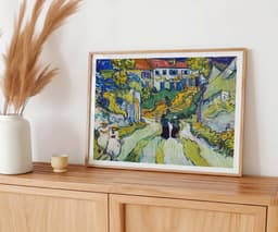 Van Gogh Wall Art Print, Stairway at Auvers 1890, Auvers-sur-Oise Village Scene, Landscape Green Painting, Living Room Decor 9