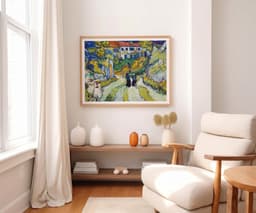 Van Gogh Wall Art Print, Stairway at Auvers 1890, Auvers-sur-Oise Village Scene, Landscape Green Painting, Living Room Decor 7