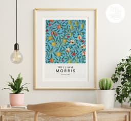 William Morris Wall Art Print, Four Fruits Blue Pattern 1862, Botanical Teal Decor, Arts and Crafts Floral Art, Giclée Fine Art Print 9