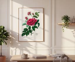 Vintage Wall Art Print, Red Rose Botanical Flower, Cottage Core, Floral Lovers Gift 7