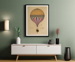 Vintage French Balloon Print, Paris 1874 Illustration, Wall Art Print in the UK 3
