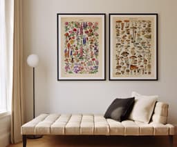 Adolphe Millot Botanical Prints, Vintage Mushroom and Flower Wall Art (Set of 2) 6