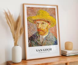 Van Gogh Wall Art Print, Self-Portrait with Straw Hat 1887, Post-Impressionist Portrait Decor, Iconic Fine Art, Giclée Fine Art Print 2