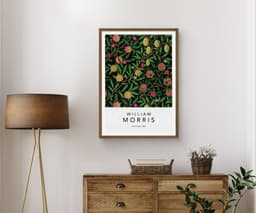 William Morris Wall Art Print, Four Fruits Pattern 1862, Dark Botanical Decor, Maximalist Wall Art, Arts and Crafts, Giclée Print 6