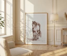 Vintage Horse Wall Art Print, Jean Bernard Standing Western Horse, Farmhouse Home Decor 6