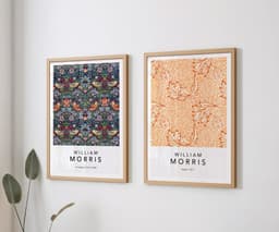 William Morris Set of 2 Prints, Strawberry Thief and Apple, Arts and Crafts Gallery Wall, Botanical Wall Art, Above Bed Decor 1