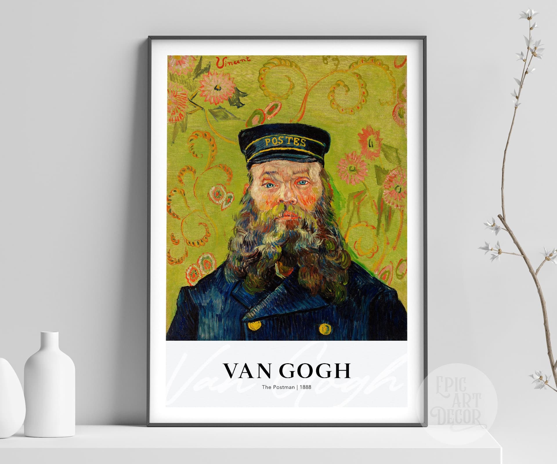 Van Gogh The Postman Portrait Print, Post-Impressionism Wall Art for Living Room