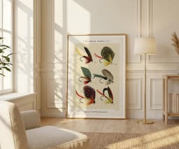 Bass Flies Wall Art Print, Mary Orvis Marbury, Vintage Sports Decor, Home Office Fine Art Print, Classic Giclée Art 6