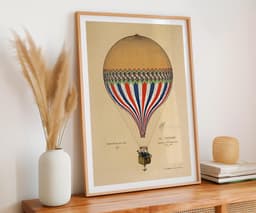 Vintage French Balloon Print, Paris 1874 Illustration, Wall Art Print in the UK 8