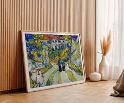 Van Gogh Wall Art Print, Stairway at Auvers 1890, Auvers-sur-Oise Village Scene, Landscape Green Painting, Living Room Decor 6