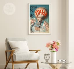 Hot Air Balloon Wall Art Print, Ascensione del Cave Emile Julhes 1880, Vintage Aviation Poster, Steampunk Decor, Giclée Fine Art Print 5